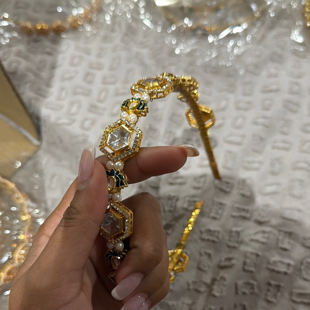 Gold-Tone Crystal & Pearl Headband